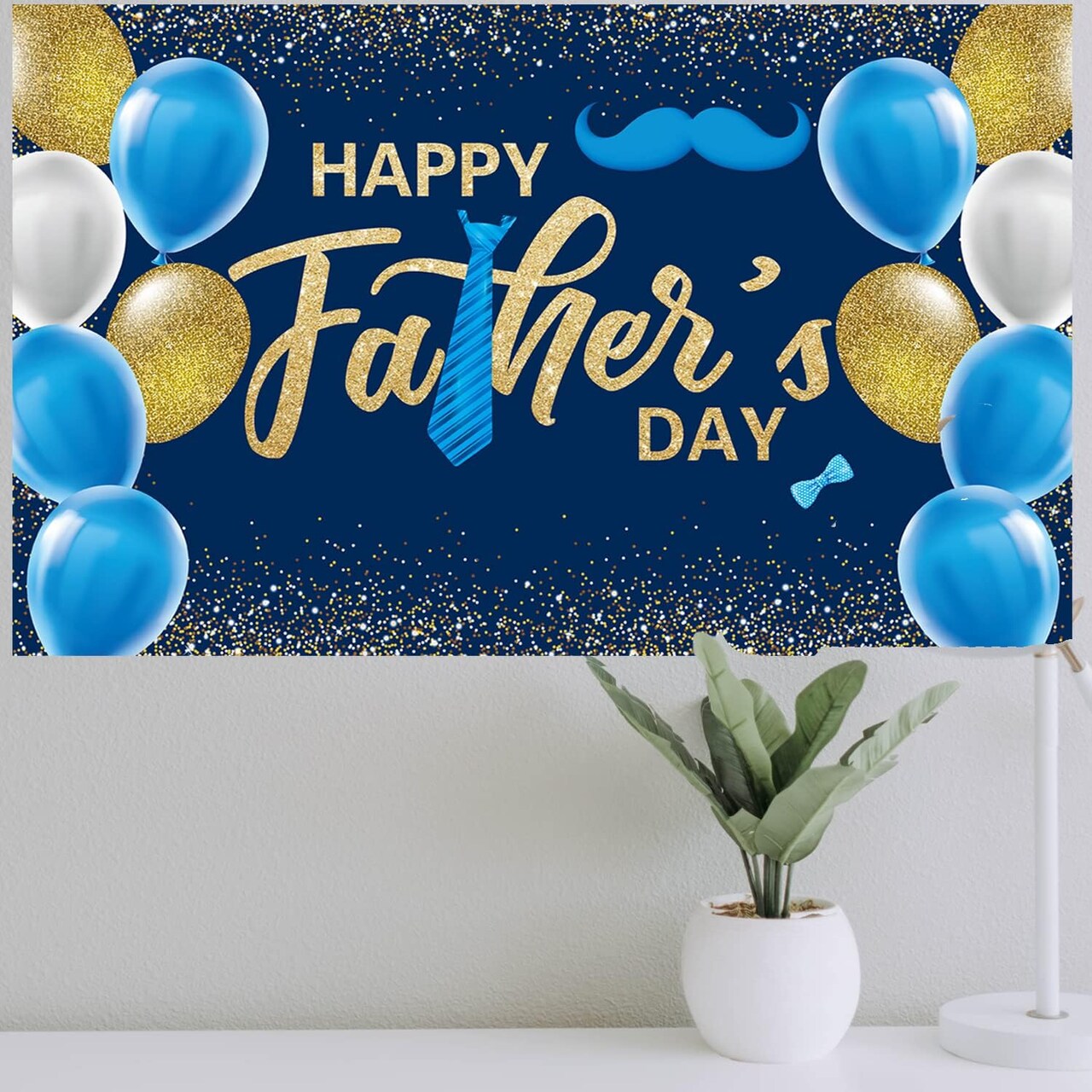 Father’s Day Backdrop – 71x43 Inch Happy Father’s Day Banner with Balloons for Party Décor